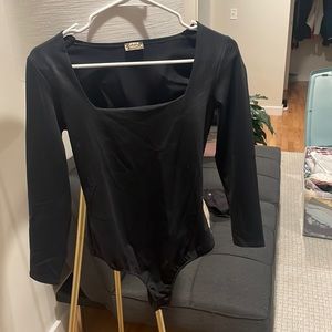Free people Black long sleeve bodysuit